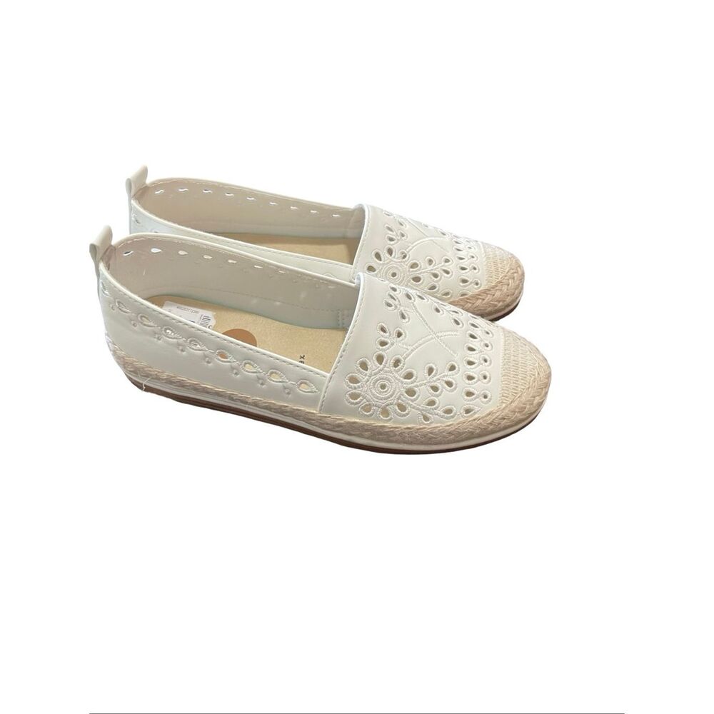 Anne Klein Womens White Laser-Cut Iflex Espadrille Perforated Flat Shoes Size 8 - Picture 2 of 8